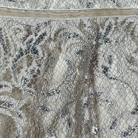 Jenny Yoo Collection Harlow Dress Lace Sweetheart Mini Cream Metallic Sz 4 - Picture 9 of 13